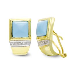 Pendientes Oro 18kts Turquesa Fina Circonitas 20024-1