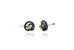 Pendientes Oro 18kts Y Plata Arior Mini Caos Con Diamantes 3641229XP