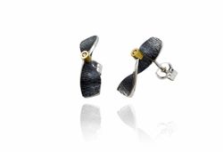 Pendientes Oro 18kts Y Plata Arior Moebius Con Hilo De Oro Con Diamante 3641294XP