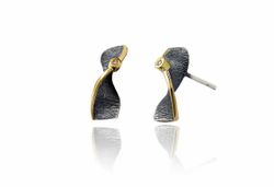 Pendientes Oro 18kts Y Plata Arior Moebius Con Hilo De Oro Con Diamante 3641295XPP