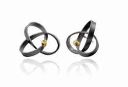 Pendientes Oro 18kts Y Plata Arior Vector Grandes Con Diamante 3641283XP