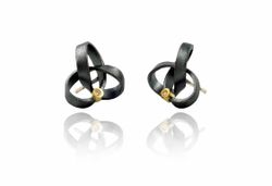 Pendientes Oro 18kts Y Plata Arior Vector Medianas Con Diamante 3641284XP