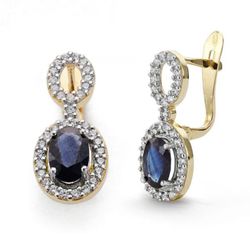 Pendientes Oro 18kts Zafiro Circonitas 18X8mm 18493-ZA