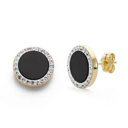 Pendientes Oro 9kts 11mm 9K18487-ON Onix Y Circonitas