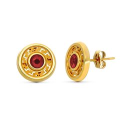 Pendientes Oro 9kts 11mm 9K18569-RO Piedra Roja
