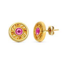 Pendientes Oro 9kts 11mm 9K18569-RS Piedra Rosa