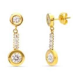 Pendientes Oro 9kts 22x8mm 9K21248 Circonitas