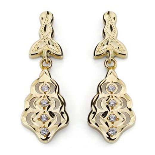 Pendientes Oro 9kts 27x9mm 9K18387 Circonitas