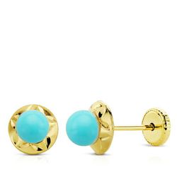 Pendientes Oro 9kts 5x7mm 9K18762-T Turquesas