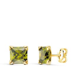Pendientes Oro 9kts 6x6mm 9K21179 Olivina Natural 2,30 QTS