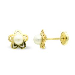 9 karat guld øreringe 7 mm 9K18234 Perle