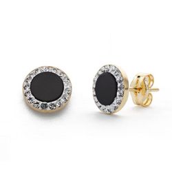 Pendientes Oro 9kts 7mm 9K18489-ON Onix Y Circonitas