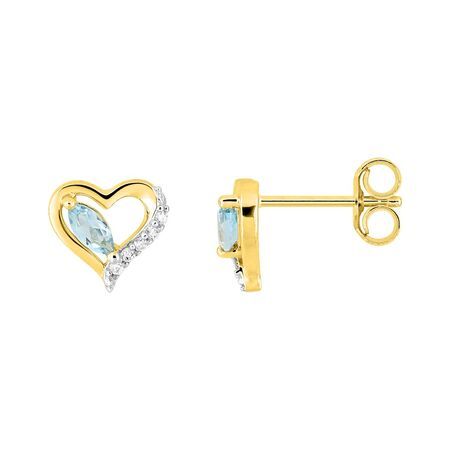 Pendientes Oro 9kts Argyor MRM (9)297437.T3 Corazón Piedra Topacio Azul Circonitas