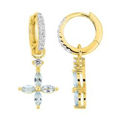 Pendientes Oro 9kts Argyor MRM (9)297503.T3 Aro Circonitas Colgante Topacio Azul