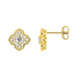Pendientes Oro 9kts Argyor MRM (9)9KLGD283Y Flor Diamantes Laboratorio 0,37ct DI.SYN F-VS