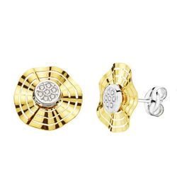 Pendientes Oro 9kts Bicolor Plata 10mm 9K18709 Circonitas