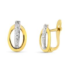 Pendientes Oro 9kts Bicolor Plata 10x6mm 9K20576-1 Circonitas