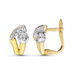 Pendientes Oro 9kts Bicolor Plata 10x7mm 9K20613-1 Circonitas
