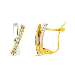 Pendientes Oro 9kts Bicolor Plata 12x6mm 9K21201 Circonitas