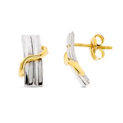 Pendientes Oro 9kts Bicolor Plata 12x6mm 9K21241 Bandas