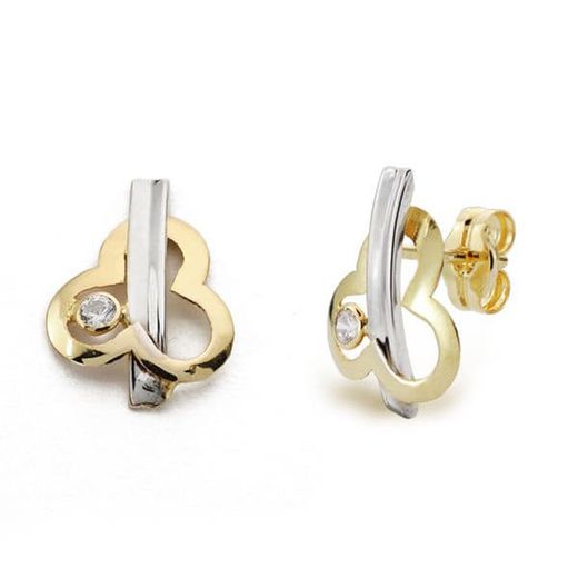 9kt Gold Bicolor Silver Earrings 12x9mm 9K18139 Zirconia