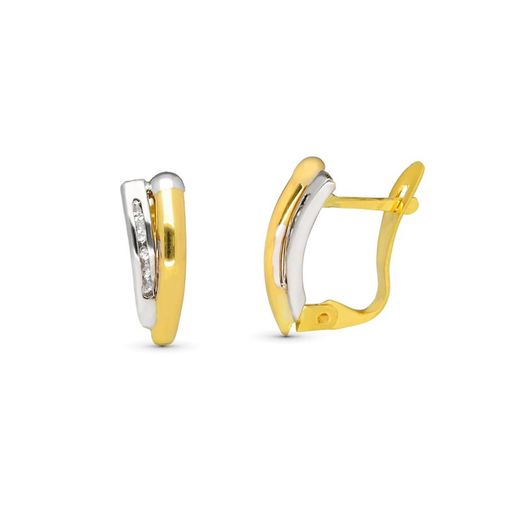 Arracades Or 9kts Bicolor Plata 13x5mm 9K20632-1 Circonites