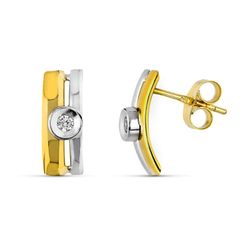 Pendientes Oro 9kts Bicolor Plata 13x5mm 9K20778-1 Circonitas