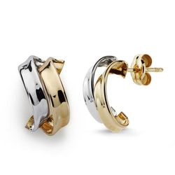 Pendientes Oro 9kts Bicolor Plata 13x7mm 9K18136 Bandas
