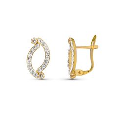 Pendientes Oro 9kts Bicolor Plata 13x7mm 9K18363 Circonitas