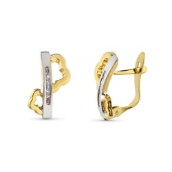 Pendientes Oro 9kts Bicolor Plata 13x7mm 9K20666-1 Circonitas