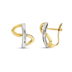 Pendientes Oro 9kts Bicolor Plata 14x13mm 9K20630-1 Circonitas