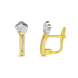 9kt guld øreringe Bicolor Sølv 14x5mm 9K20627-1 Zirconia