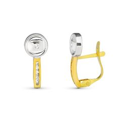 Pendientes Oro 9kts Bicolor Plata 14x6mm 9K20665-1 Circonitas