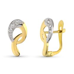 Pendientes Oro 9kts Bicolor Plata 14x7mm 9K20776-1 Circonitas
