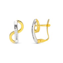 Pendientes Oro 9kts Bicolor Plata 15x8mm 9K20631-1 Circonitas
