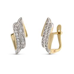 Pendientes Oro 9kts Bicolor Plata 16x8mm 9K18362 Circonitas