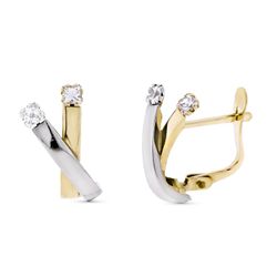 Pendientes Oro 9kts Bicolor Plata 18x8mm 9K21245 Circonitas