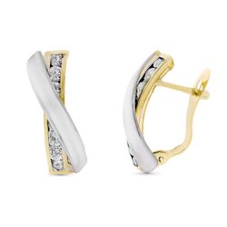 Pendientes Oro 9kts Bicolor Plata 18x8mm 9K21246 Circonitas