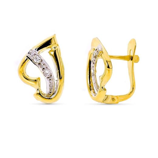 9kt Gold Bicolor Earrings Silver 9K18103 Zirconias