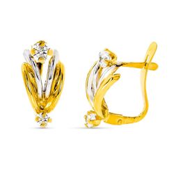 Pendientes Oro 9kts Bicolor Plata 9K18221 Piedras