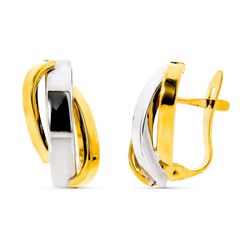 Pendientes Oro 9kts Bicolor Plata 9K21202 Bandas