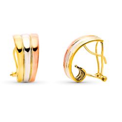 Pendientes Oro 9kts Tricolor 18x9mm 9K21249 Bandas Lisas