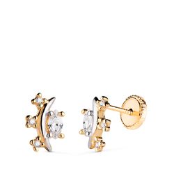 Pendientes Oro Bicolor 18Kts 21467 Luna Circonitas