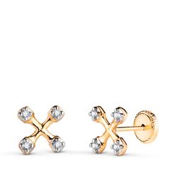 Pendientes Oro Bicolor 18Kts 21470 Cruz Circonitas