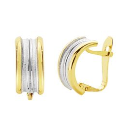 Pendientes Oro Bicolor 18kts Bandas 12X5mm 18700