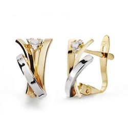 Pendientes Oro Bicolor 18kts Bandas 12X7mm 18634