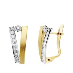 Pendientes Oro Bicolor 18kts Bandas 13X6mm 18861