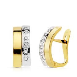 Pendientes Oro Bicolor 18kts Bandas 14X5,5mm 18771