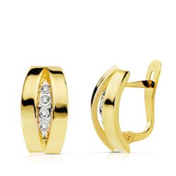 Pendientes Oro Bicolor 18kts Bandas 14X7mm 18772