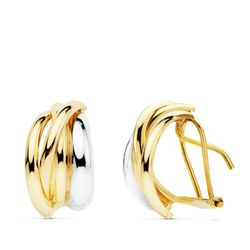 Pendientes Oro Bicolor 18kts Bandas 14X8mm 18942